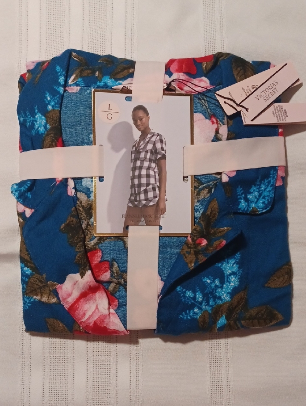 Victoria's Secret Blue Floral  Button-Down Short  Pajama Set